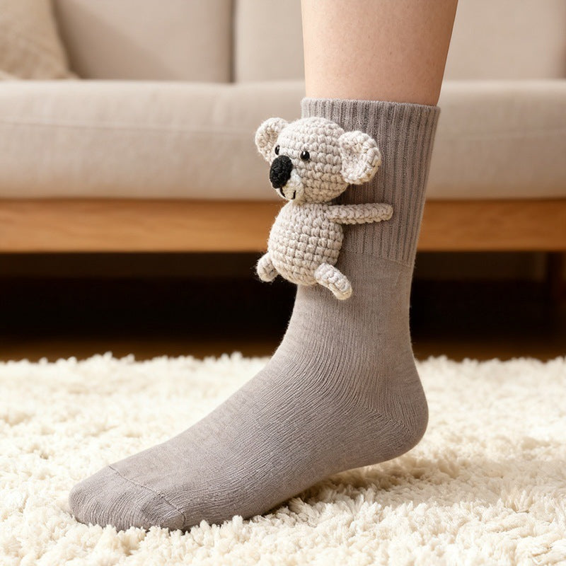 Plush crochet animal socks