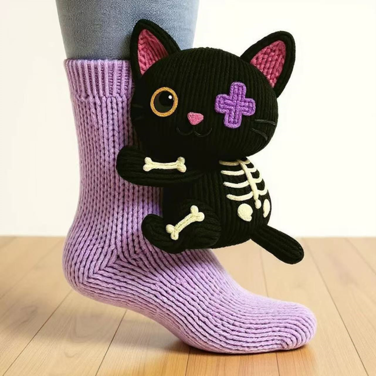 Plush crochet animal socks