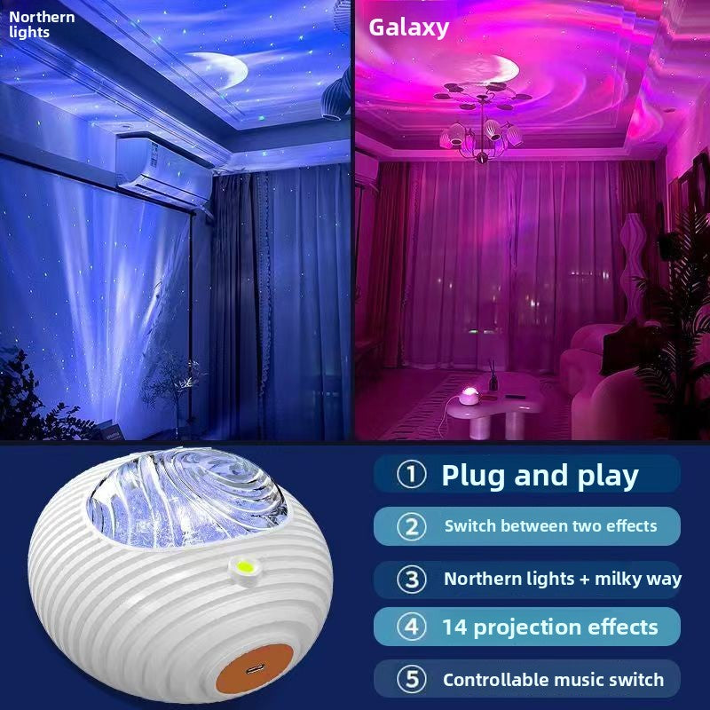Dual-effect UFO starry sky projector light
