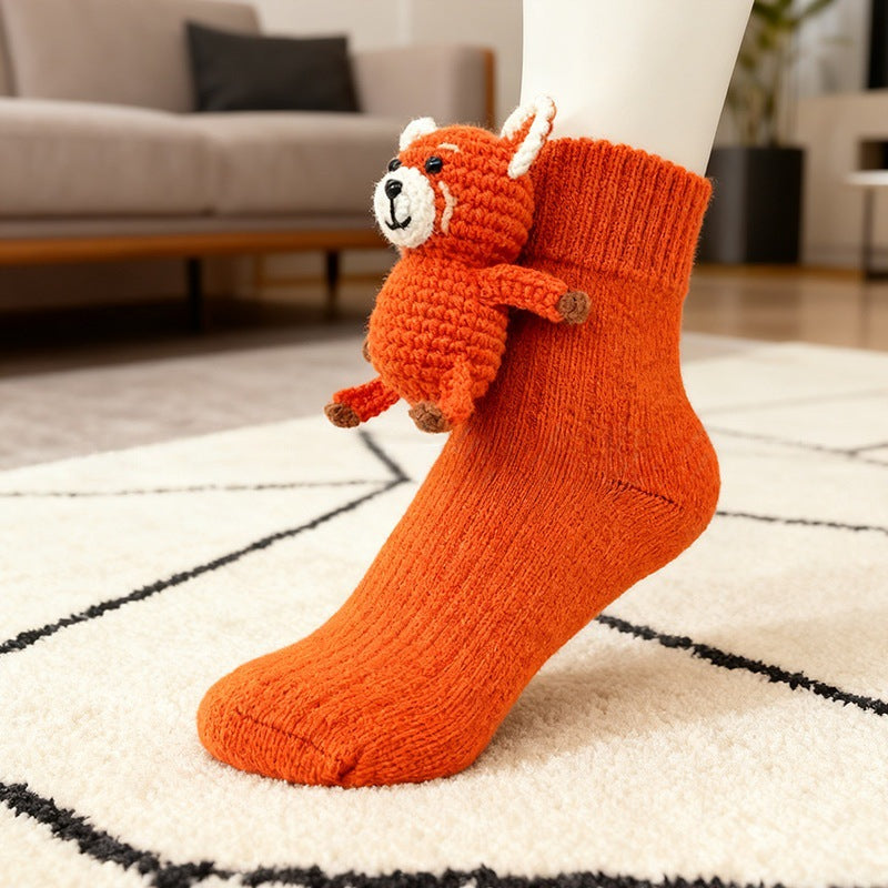Plush crochet animal socks